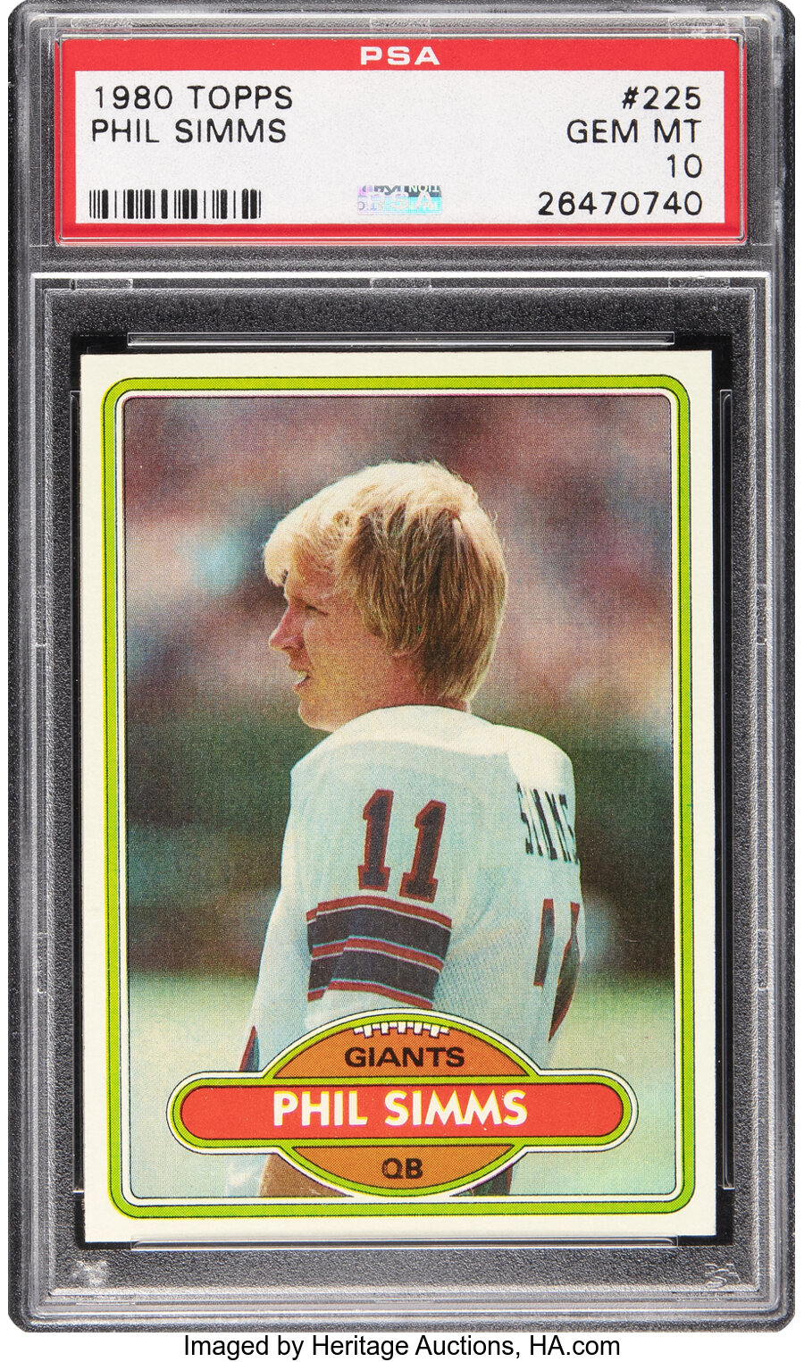 1980 Topps Phil Simms Rookie #225 PSA Gem Mint 10