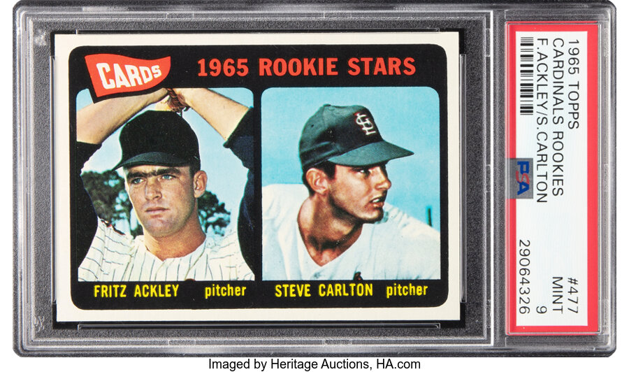 1965 Topps Steve Carlton - Cardinals Rookie Stars #477 PSA Mint 9