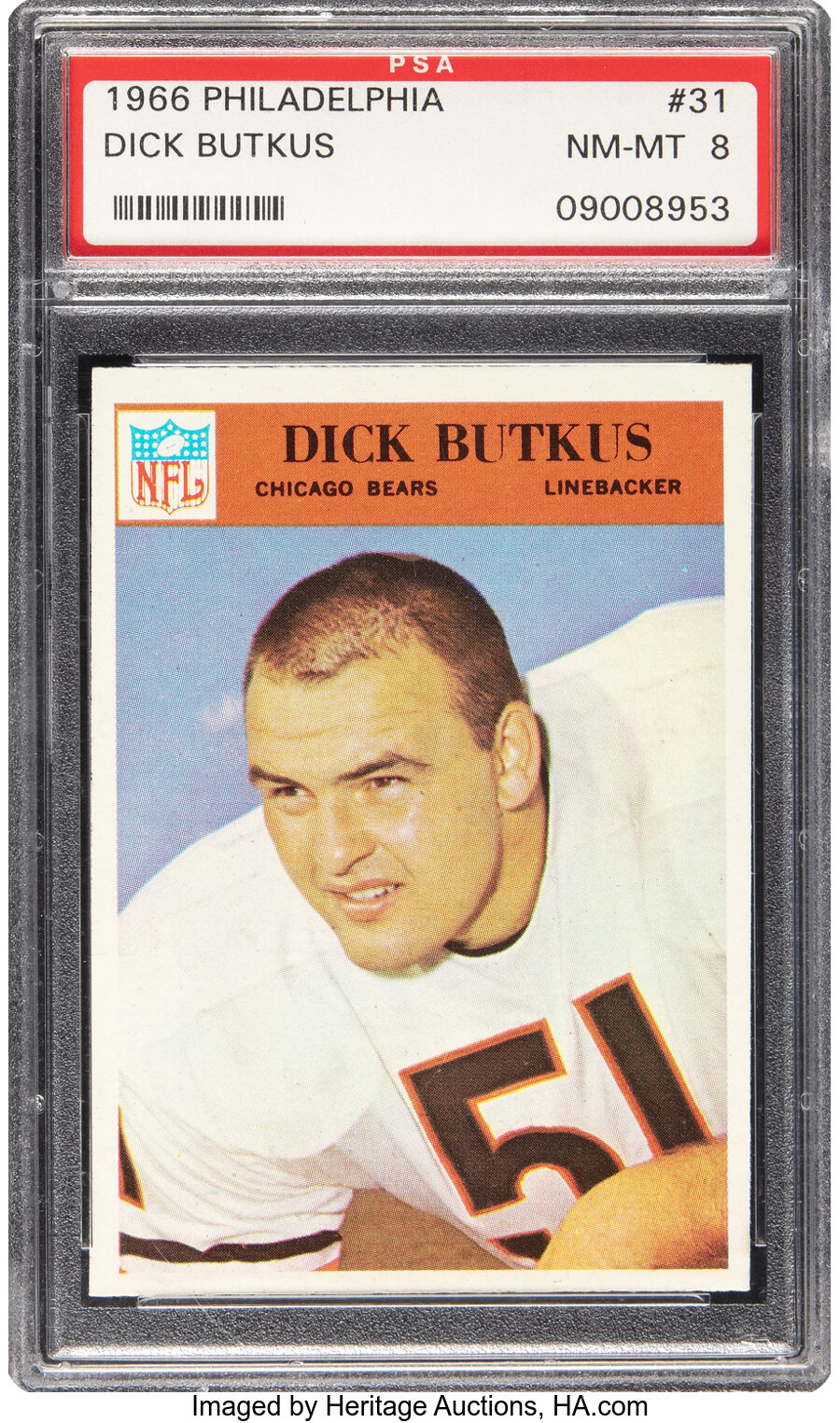 1966 Philadelphia Dick Butkus Rookie #31 PSA NM-MT 8