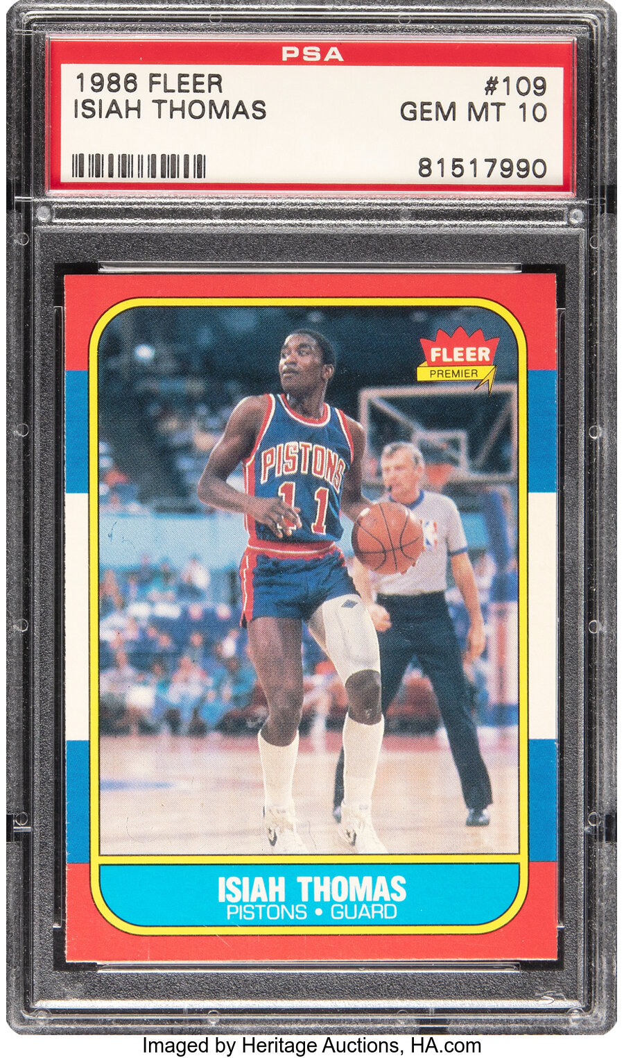 1986 Fleer Isiah Thomas Rookie #109 PSA Gem Mint 10