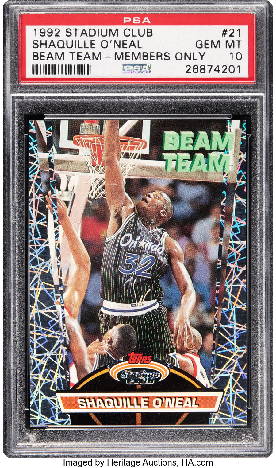 1992 Topps Stadium Club Shaquille O'Neal (Beam Team-Members Only) Rookie #21 PSA Gem Mint 10