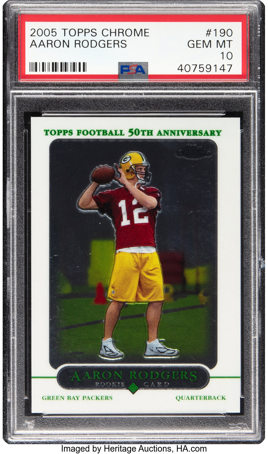 2005 Topps Chrome Aaron Rodgers Rookie #190 PSA Gem Mint 10