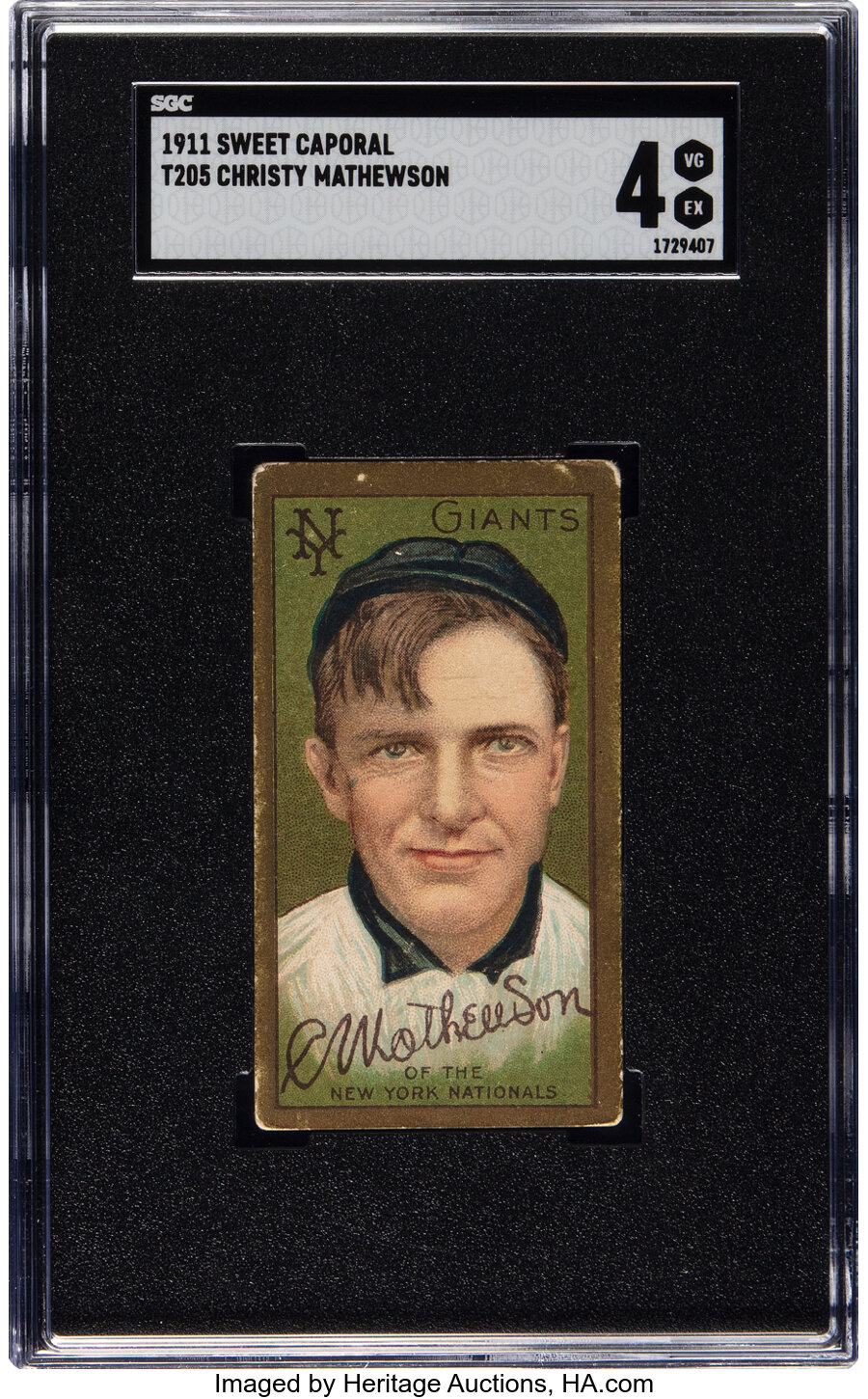 1911 T205 Sweet Caporal Christy Mathewson SGC VG-EX 4