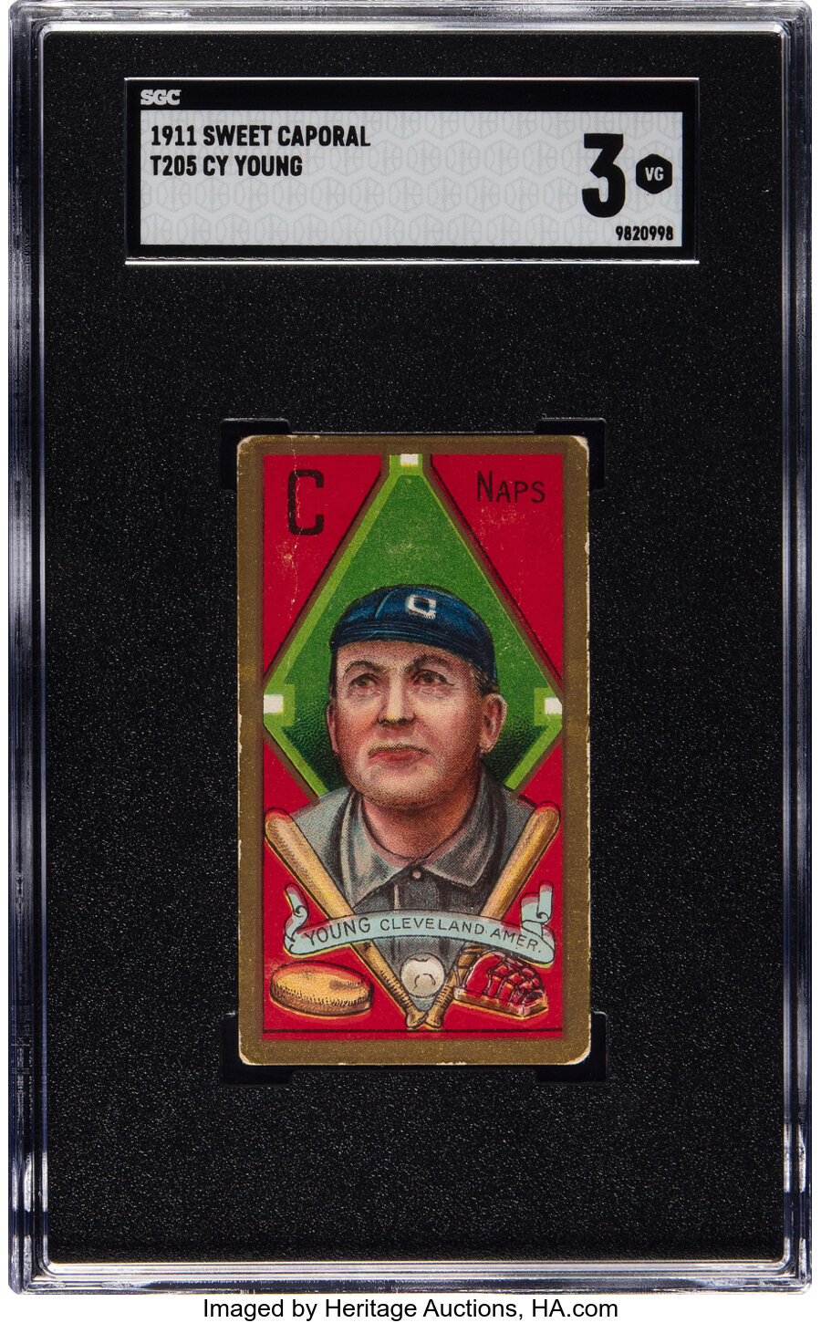 1911 T205 Sweet Caporal Cy Young SGC VG 3