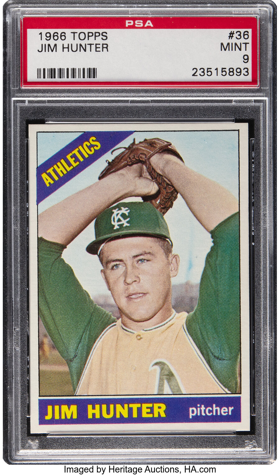 1966 Topps Catfish Hunter #36 PSA Mint 9 - Only One Higher!