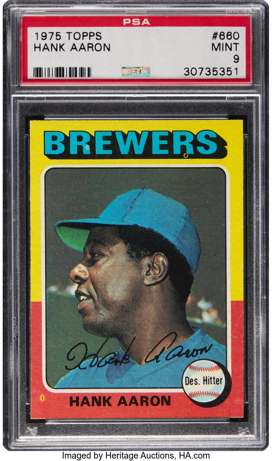 1975 Topps Hank Aaron #660 PSA Mint 9 - Only One Higher!