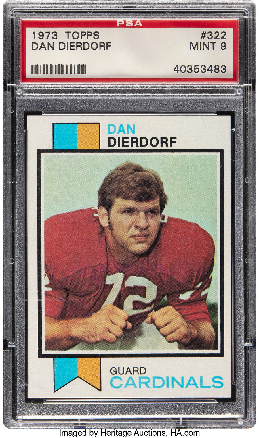 1973 Topps Dan Dierdorf Rookie #322 PSA Mint 9 - None Higher!