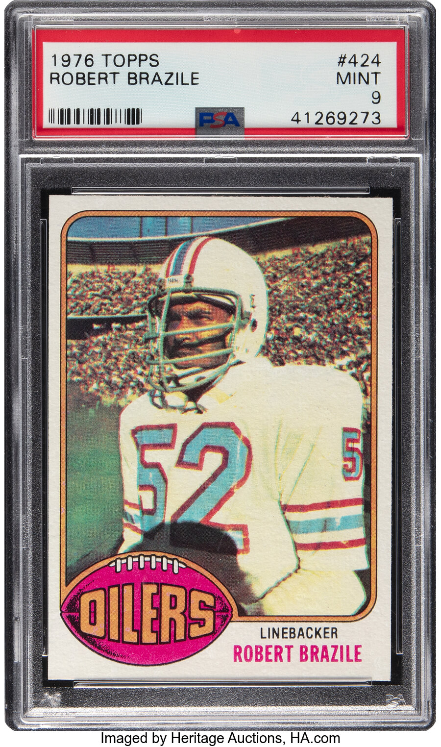 1976 Topps Robert Brazile Rookie #424 PSA Mint 9 - Four Higher!