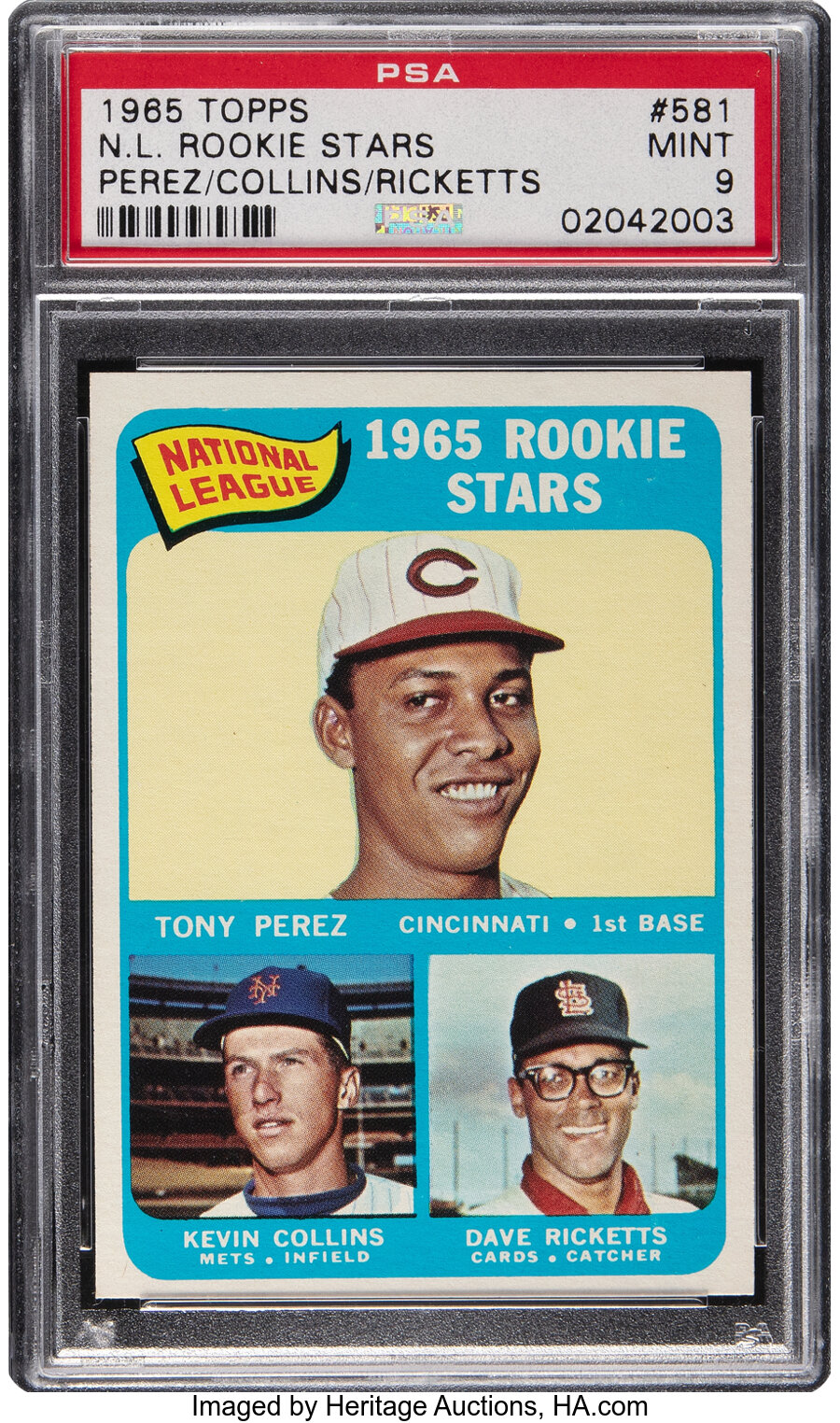 1965 Topps Tony Perez - N.L. Rookie Stars #581 PSA Mint 9