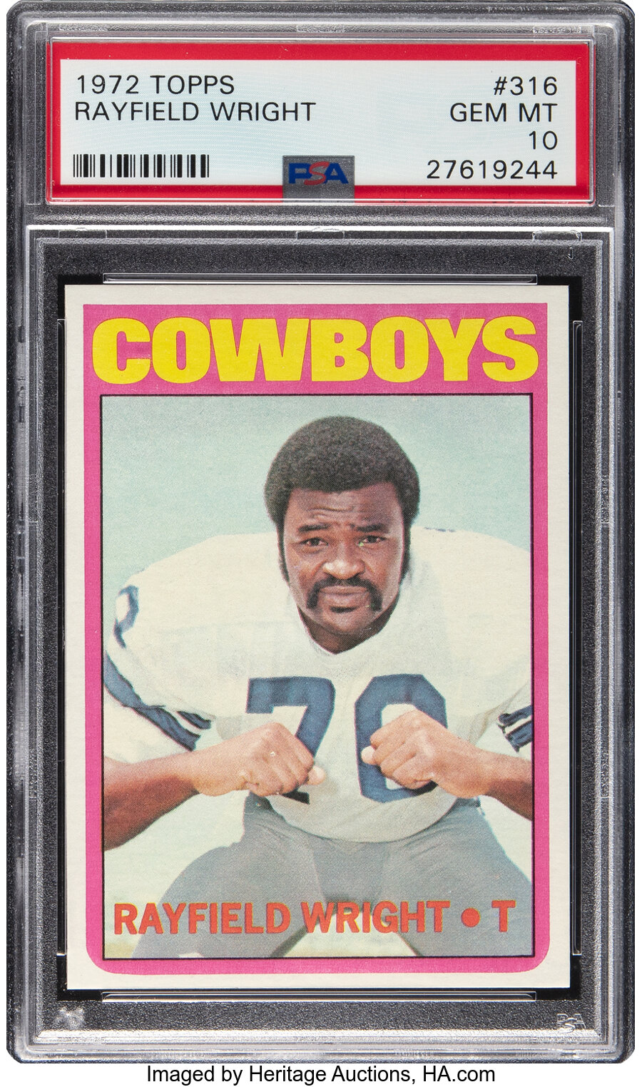 1972 Topps Rayfield Wright Rookie #316 PSA Gem Mint 10