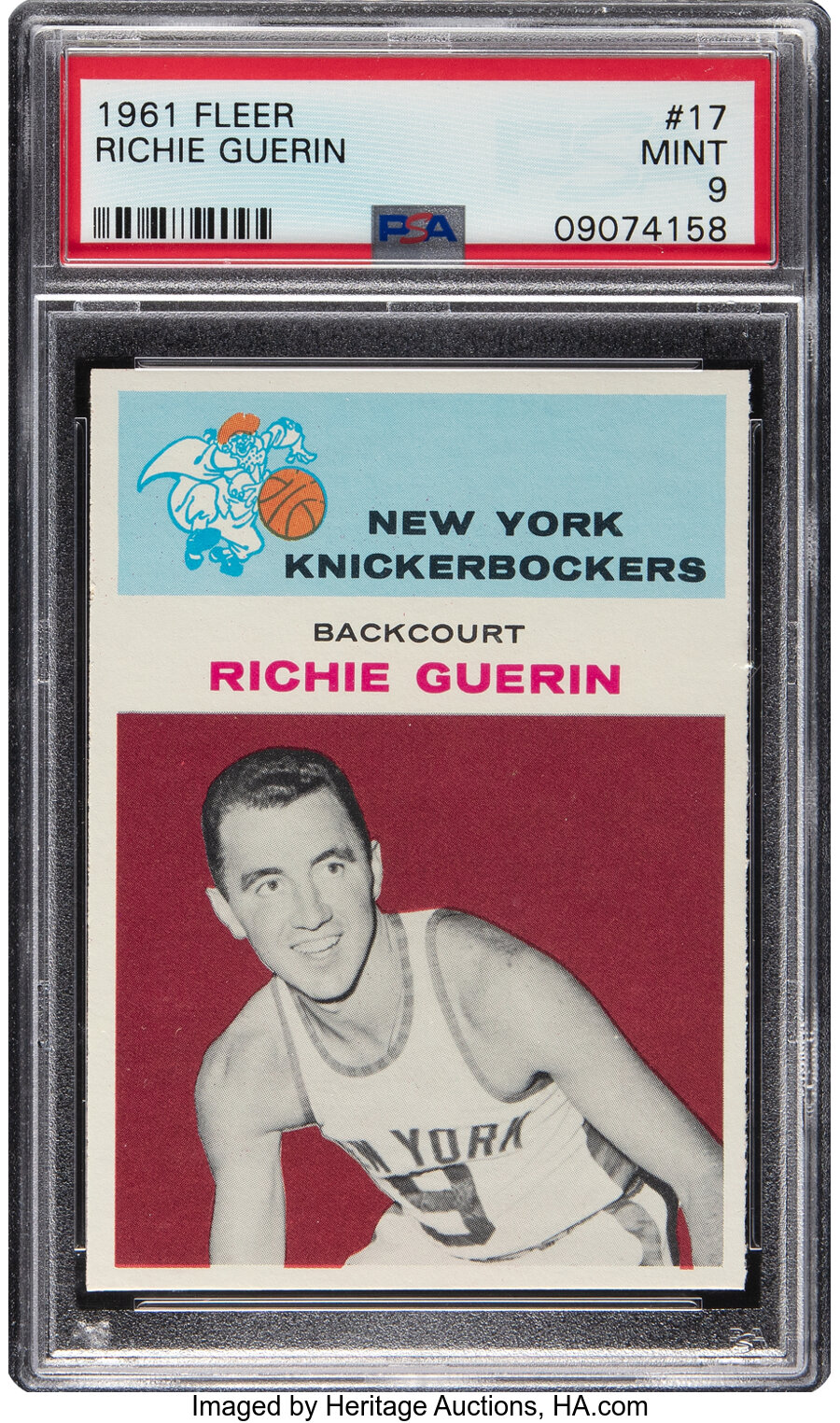 1961 Fleer Richie Guerin Rookie #17 PSA Mint 9 - Three Higher!