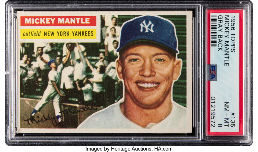 1956 Topps Mickey Mantle (Gray Back) #135 PSA NM-MT 8