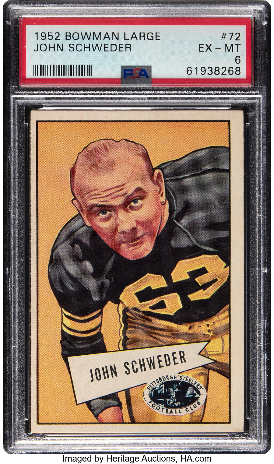 1952 Bowman Large John Schweder Rookie #72 PSA EX-MT 6