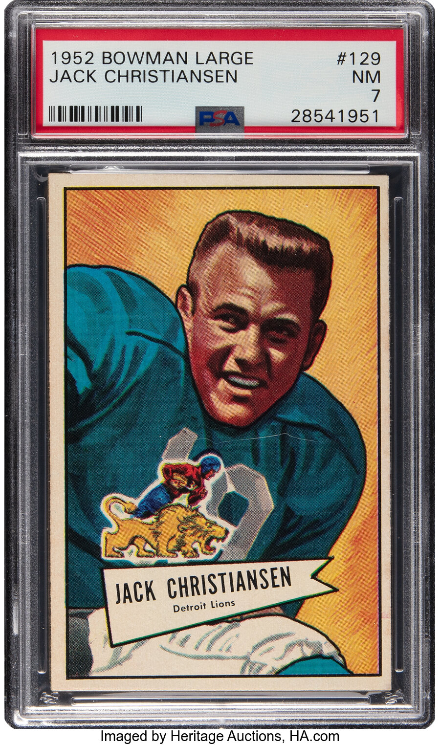 1952 Bowman Large Jack Christiansen Rookie #129 PSA NM 7