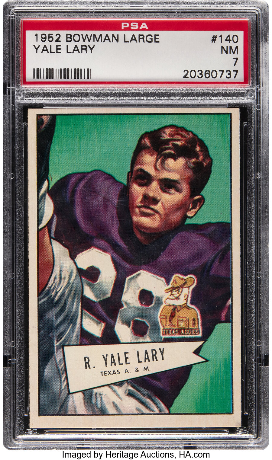 1952 Bowman Large Yale Lary Rookie #140 PSA NM 7