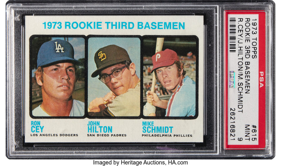 1973 Topps Mike Schmidt - Rookie Third Basemen #615 PSA Mint 9