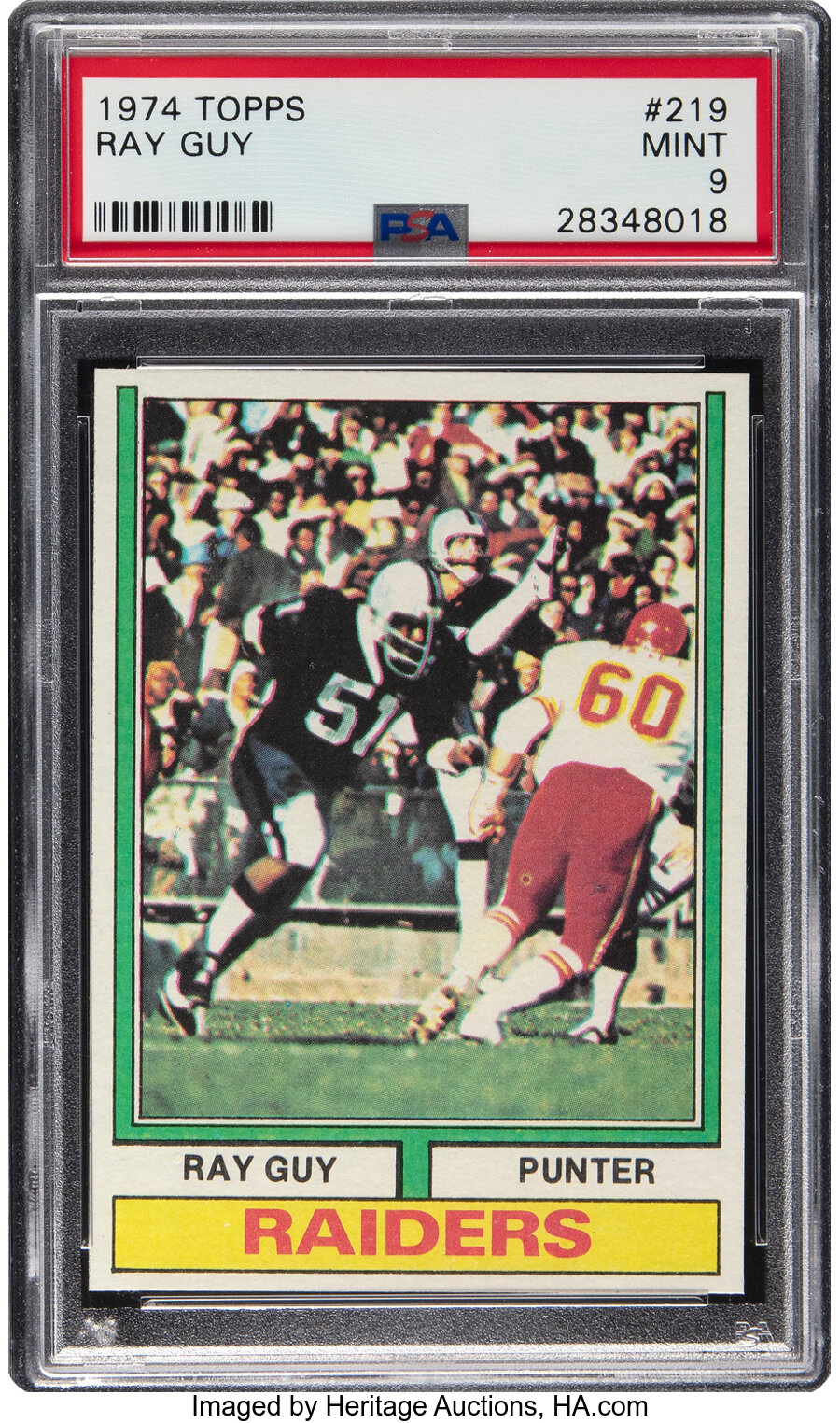 1974 Topps Ray Guy Rookie #219 PSA Mint 9