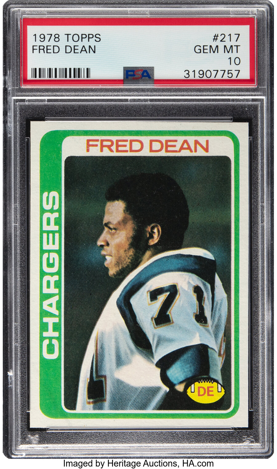 1978 Topps Fred Dean Rookie #217 PSA Gem Mint 10