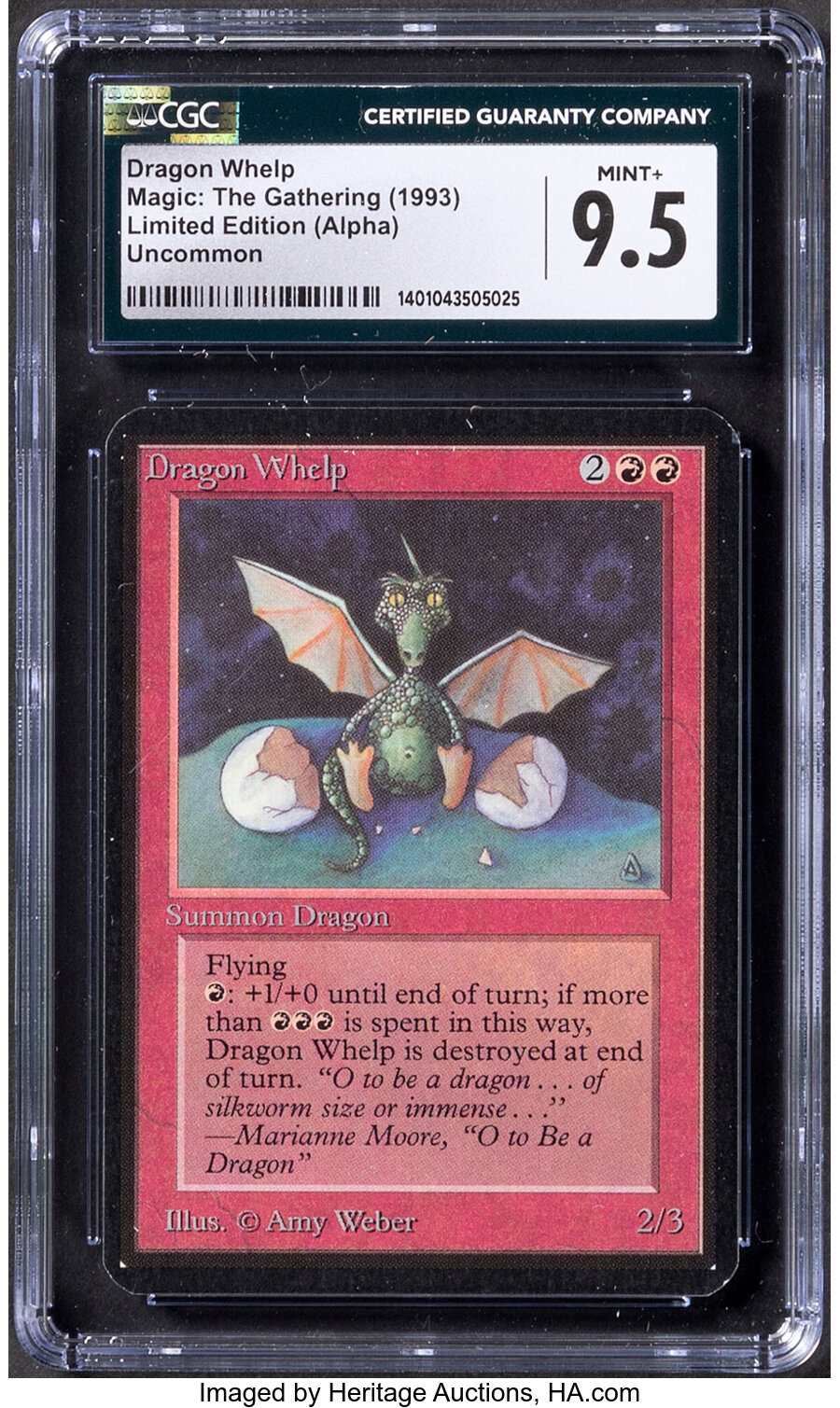 Magic: The Gathering Dragon Whelp Limited Edition (Alpha) CGC Trading Card Game Mint+ 9.5 (Wizards of the Coast, 1993) Uncommo