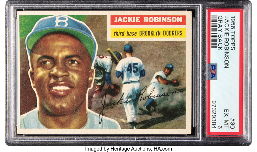 1956 Topps Jackie Robinson (Gray Back) #30 PSA EX-MT 6