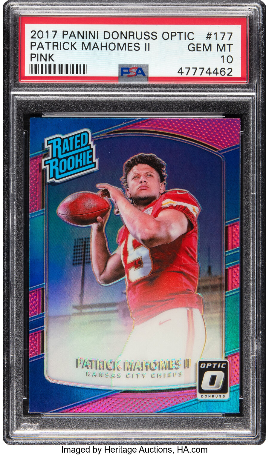 2017 Panini Donrus Optic Patrick Mahomes II (Pink) Prizm Rookie #177 PSA Gem Mint 10