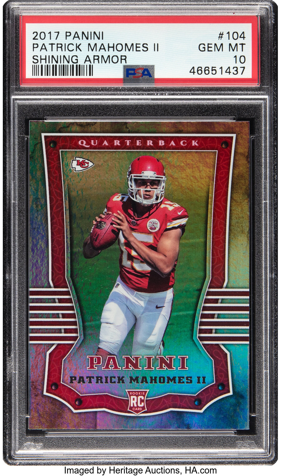 2017 Panini Patrick Mahomes II (Shining Armor) Rookie #104 PSA Gem Mint 10