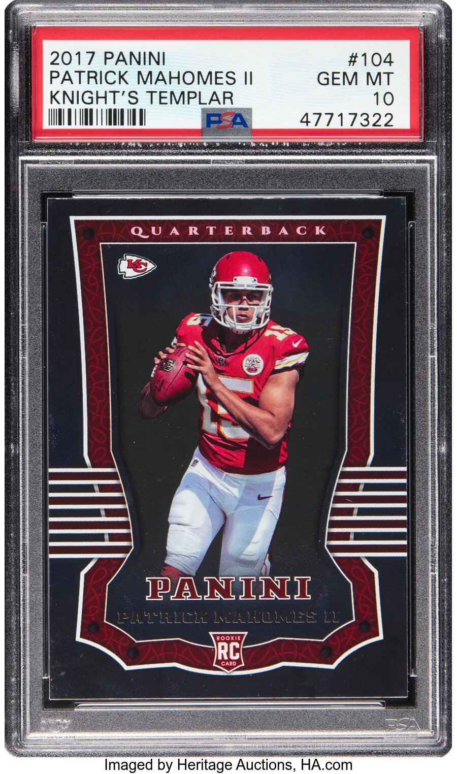 2017 Panini Patrick Mahomes II (Knight's Templar) Rookie #104 PSA Gem Mint 10