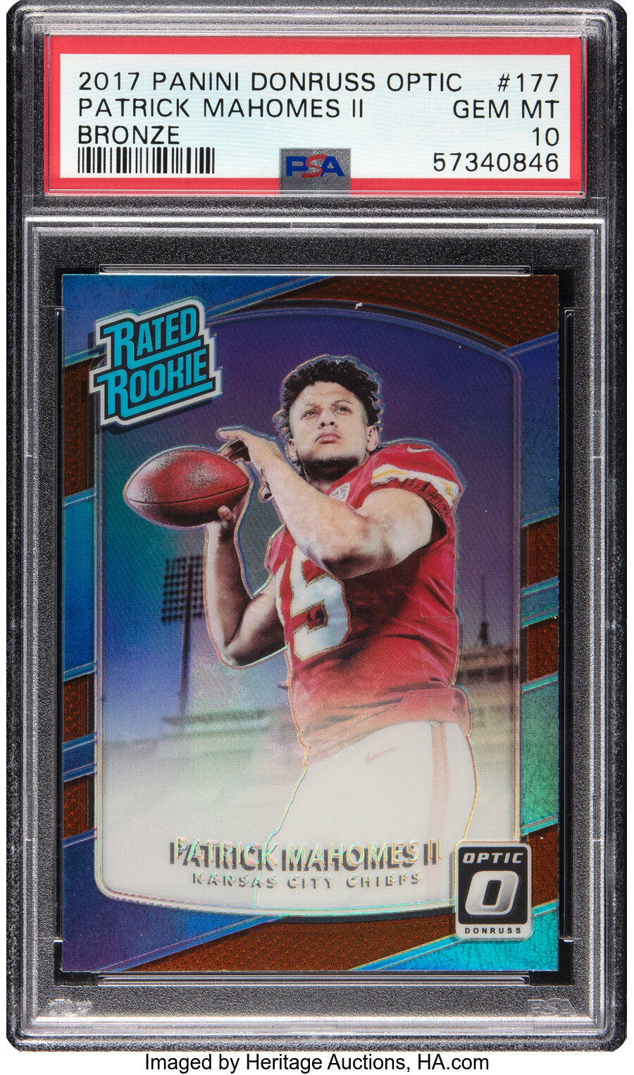 2017 Panini Donruss Optic Patrick Mahomes II (Bronze-Prizm) Rookie #177 PSA Gem Mint 10