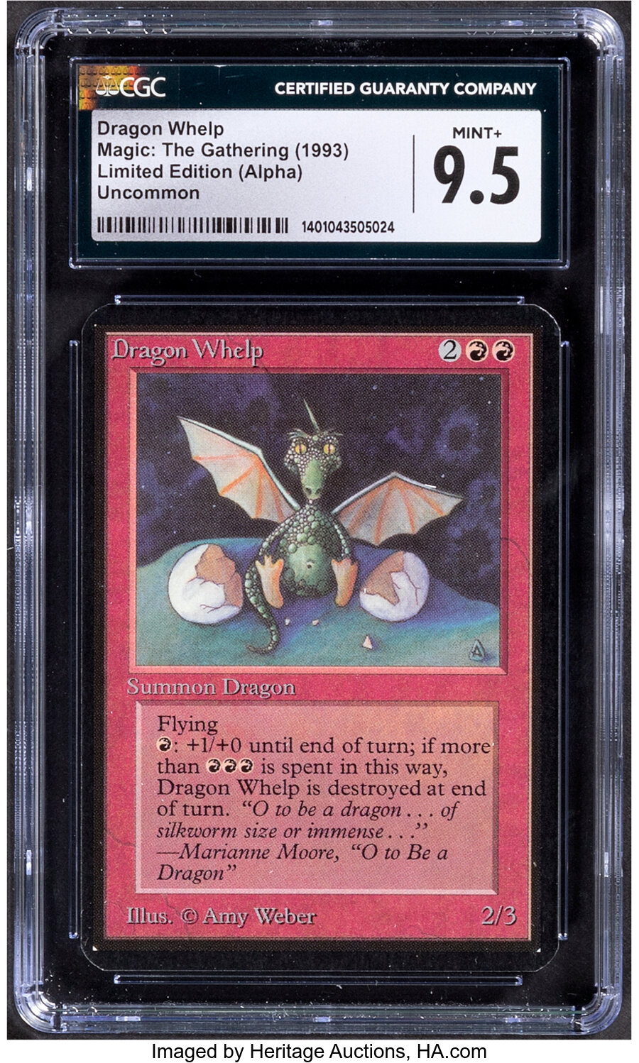 Magic: The Gathering Dragon Whelp Limited Edition (Alpha) CGC Trading Card Game Mint+ 9.5 (Wizards of the Coast, 1993) Uncommo