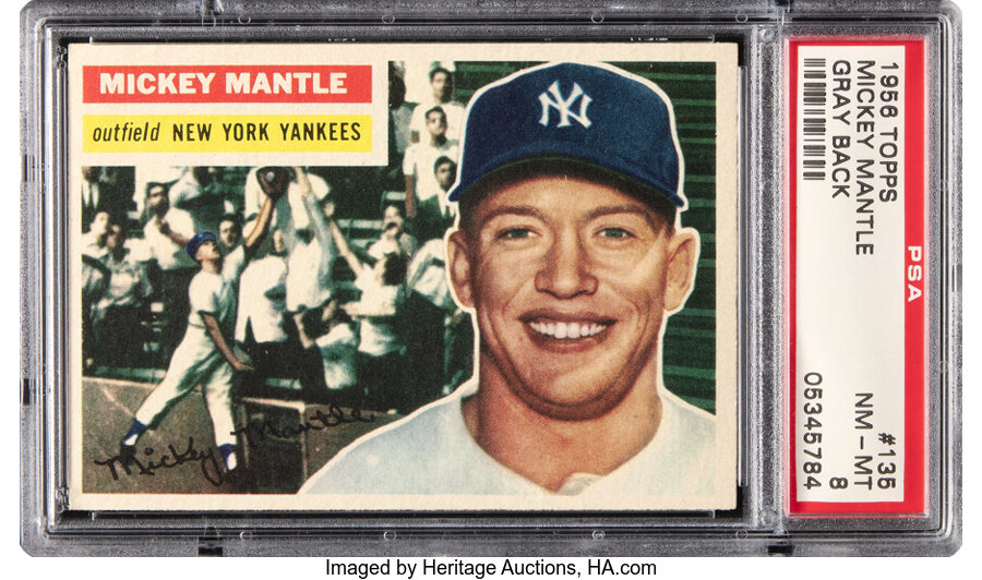 1956 Topps Mickey Mantle (Gray Back) #135 PSA NM-MT 8