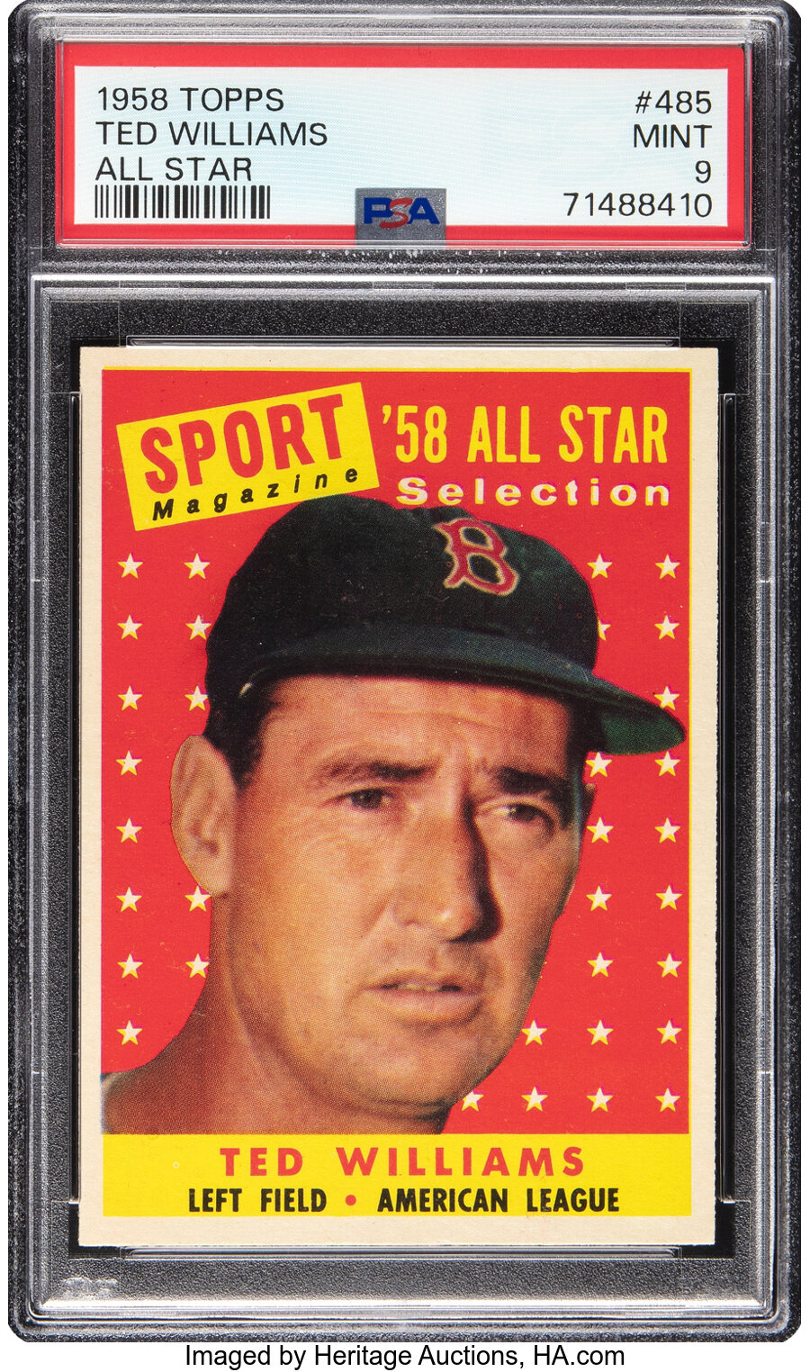 1958 Topps Ted Williams (All Star) #485 PSA Mint 9