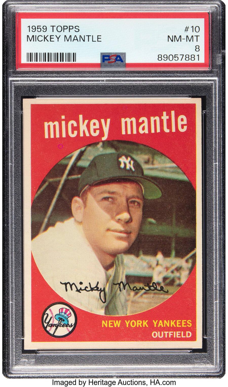 1959 Topps Mickey Mantle #10 PSA NM-MT 8