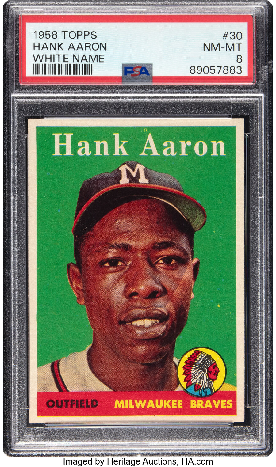 1958 Topps Hank Aaron (White Name) #30 PSA NM-MT 8