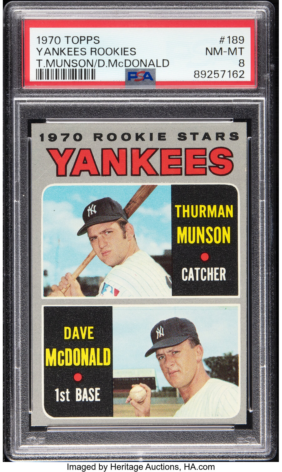 1970 Topps Thurman Munson - Yankees Rookie Stars #189 PSA NM-MT 8