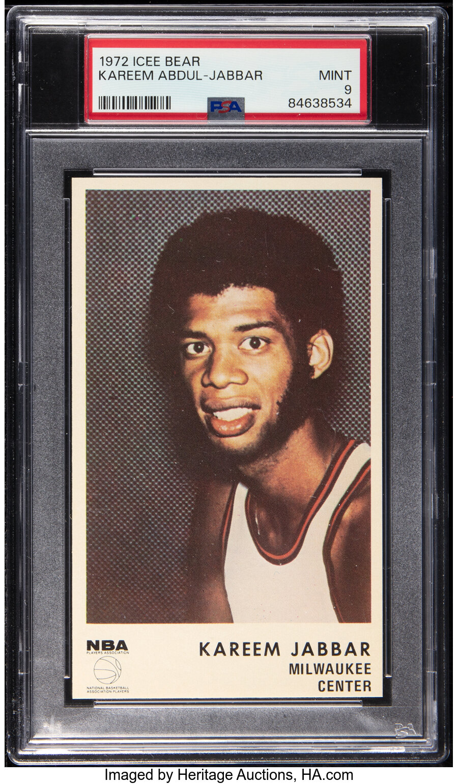 1972 Icee Bear Kareem Abdul-Jabbar PSA Mint 9