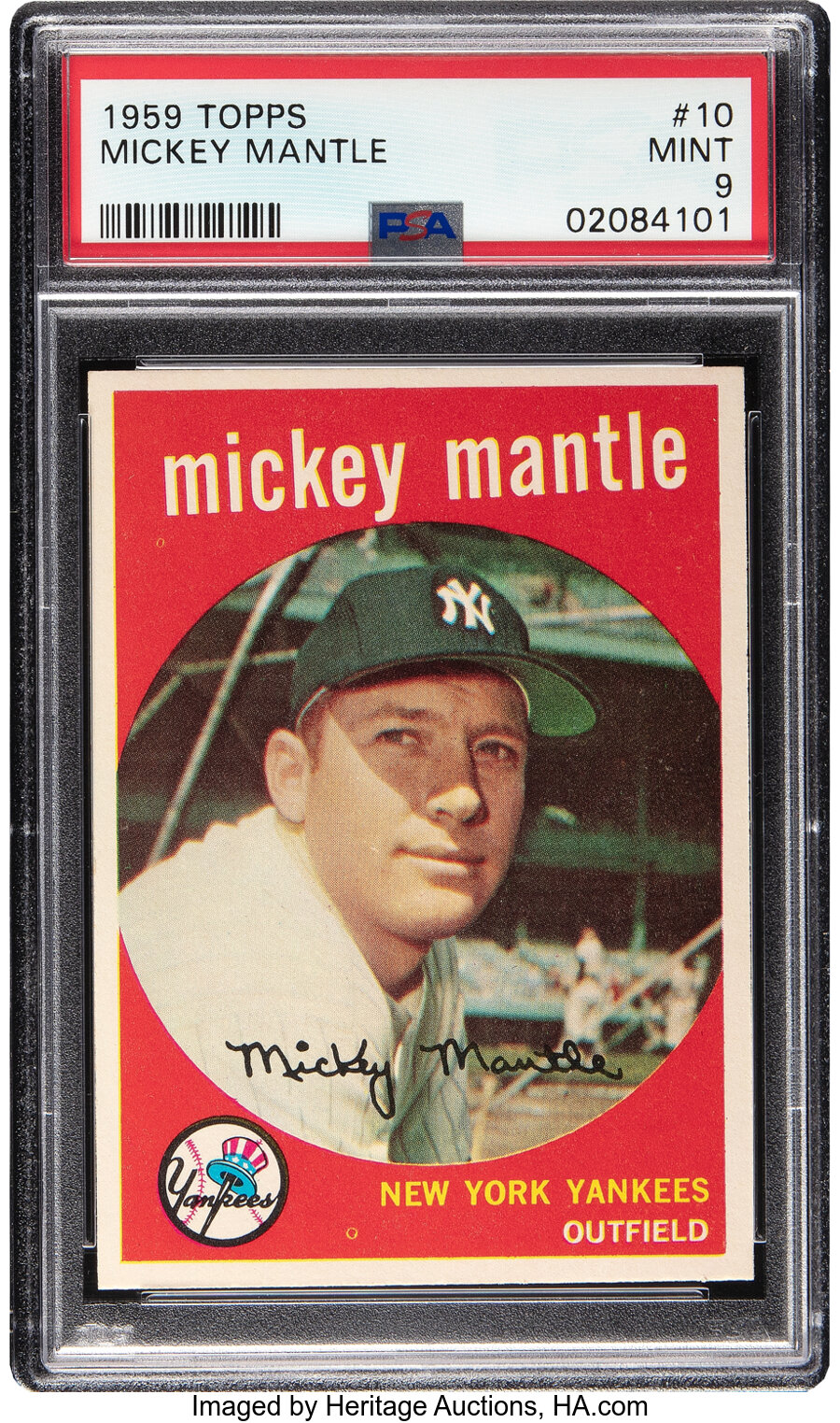 1959 Topps Mickey Mantle #10 PSA Mint 9 -- Only One Superior!