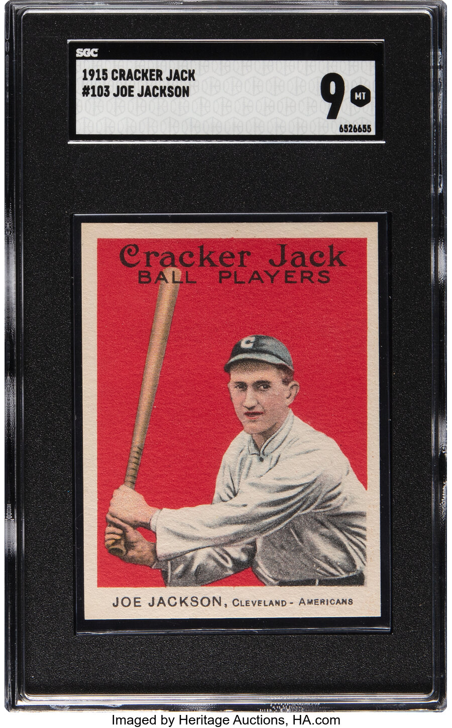 1915 Cracker Jack Shoeless Joe Jackson #103 SGC Mint 9 -- Population Two, None Superior!