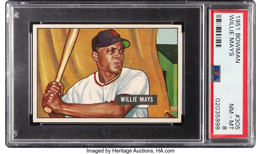 1951 Bowman Willie Mays Rookie #305 PSA NM-MT 8 -- Only Nine Superior!