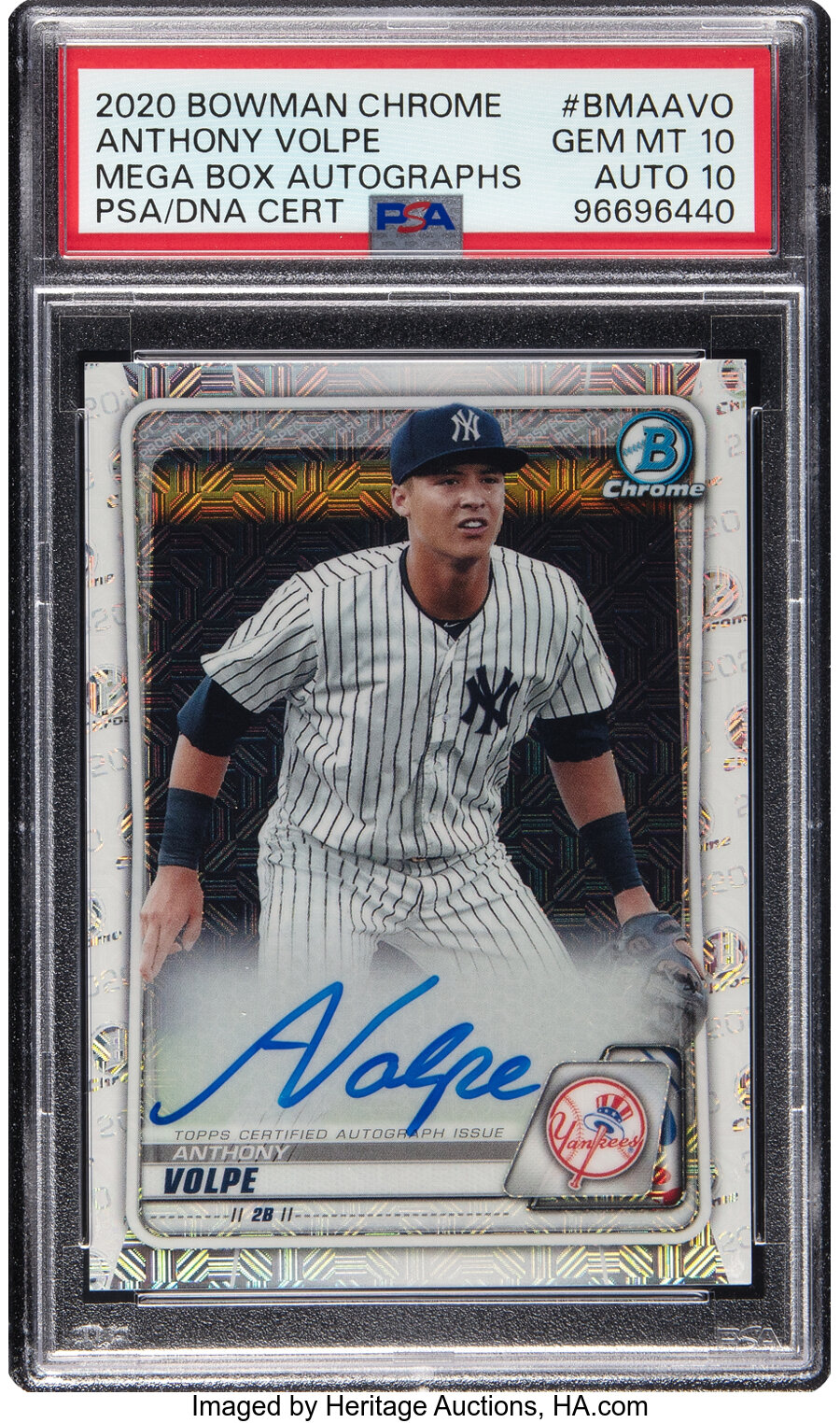 2020 Bowman Chrome Anthony Volpe (Mega Box Autographs) #BMAAVO PSA Gem Mint 10, PSA/DNA Auto 10