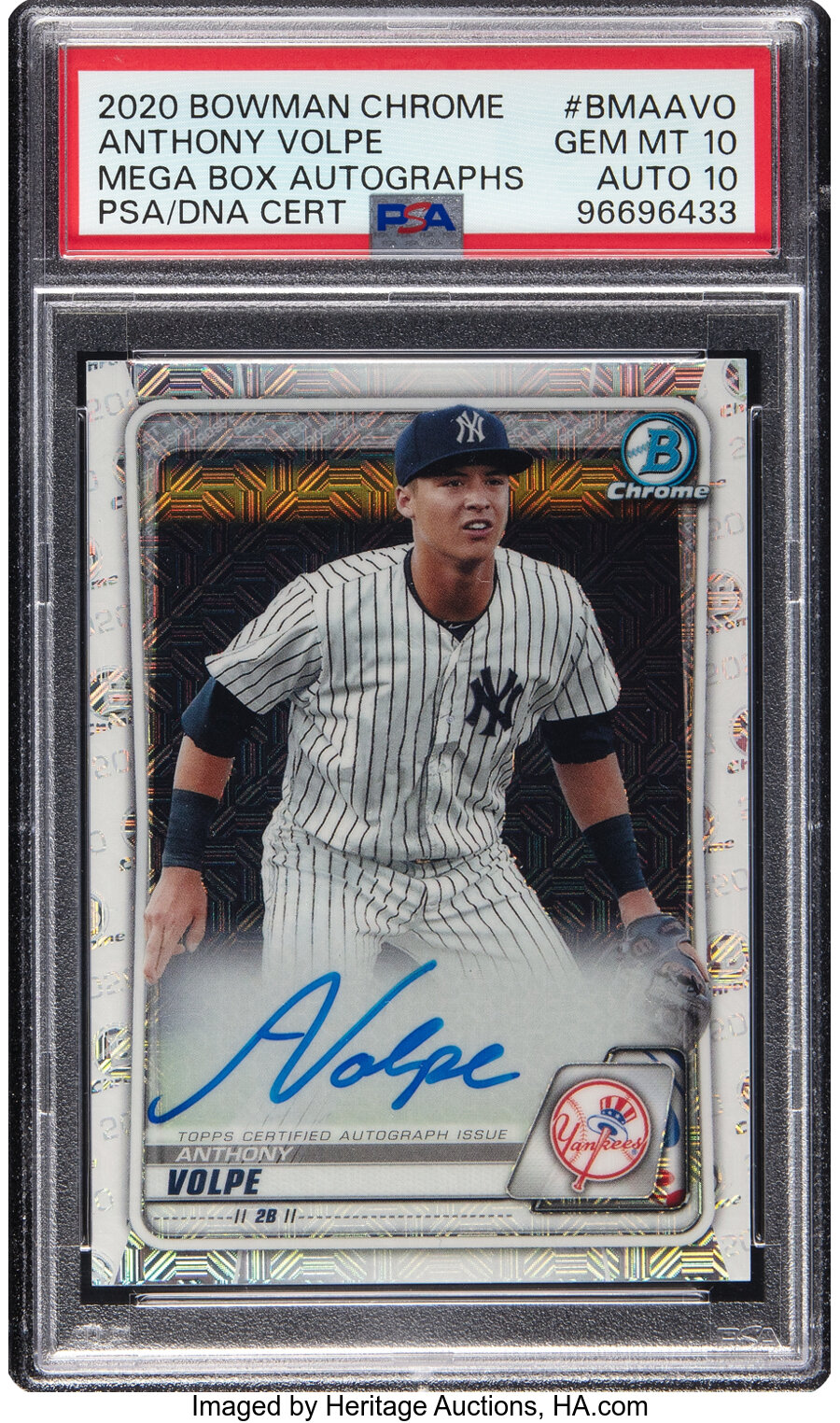 2020 Bowman Chrome Anthony Volpe (Mega Box Autographs) #BMAAVO PSA Gem Mint 10, PSA/DNA Auto 10