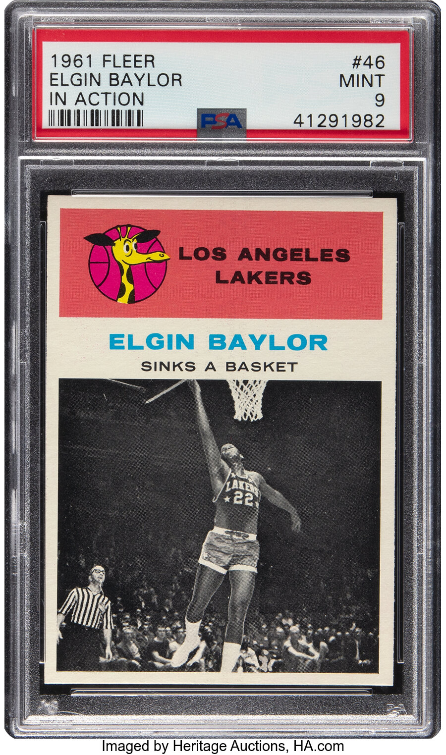 1961 Fleer Elgin Baylor (In Action) Rookie #46 PSA Mint 9