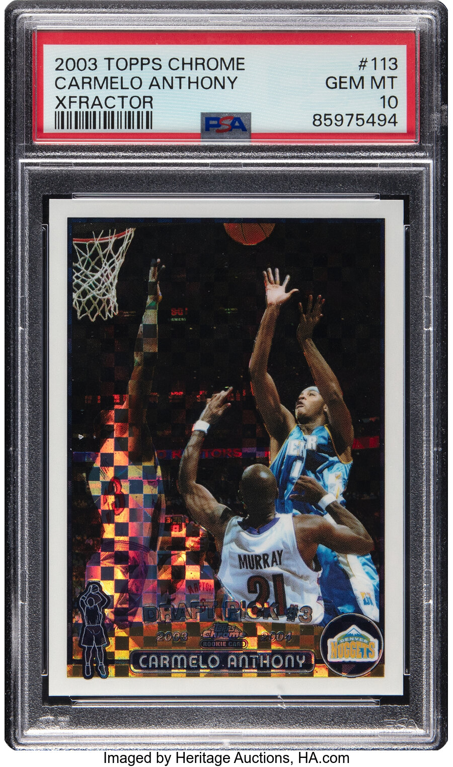 2003 Topps Chrome Carmelo Anthony (XFractor) Rookie #113 PSA Gem Mint 10 - #'d 012/220