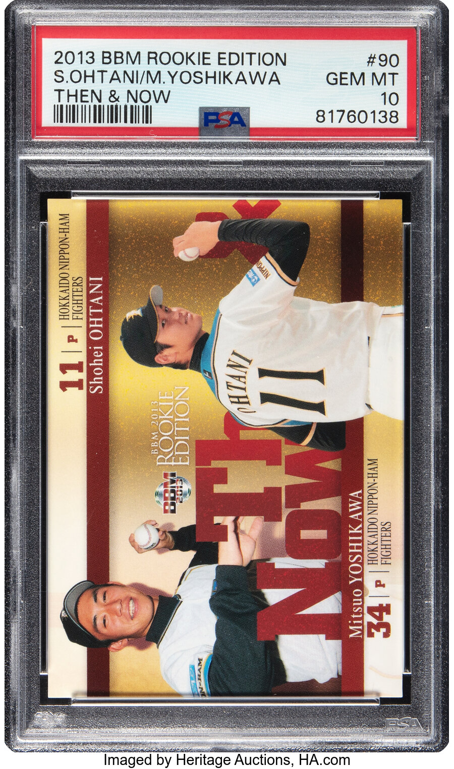 2013 BBM Rookie Edition Shohei Ohtani and Mitsuo Yoshikawa (Then & Now) #90 PSA Gem Mint 10