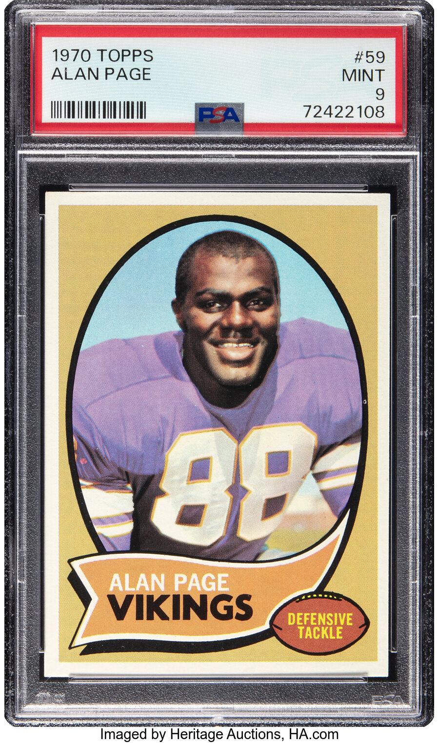 1970 Topps Alan Page Rookie #59 PSA Mint 9