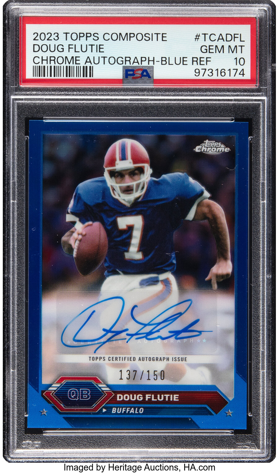 2023 Topps Composite Doug Flutie (Chrome Autograph-Blue Refractor) #TCADFL PSA Gem Mint 10 - #'d 137/150