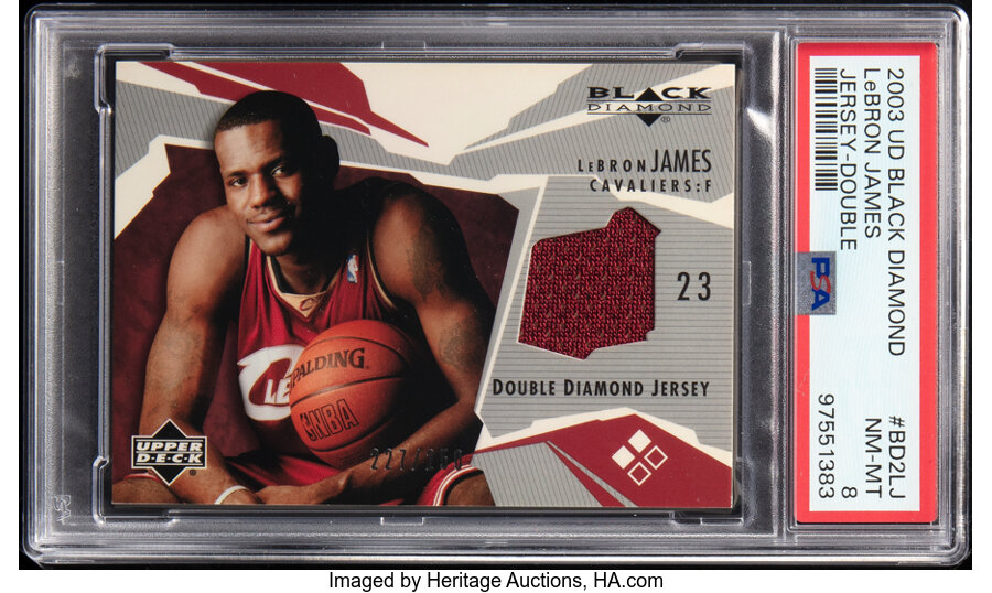 2003 Upper Deck Black Diamond Lebron James (Jersey-Double) Rookie #BD2LJ PSA NM-MT 8 - #'d 227/250 - From the Yeow Exquisite H