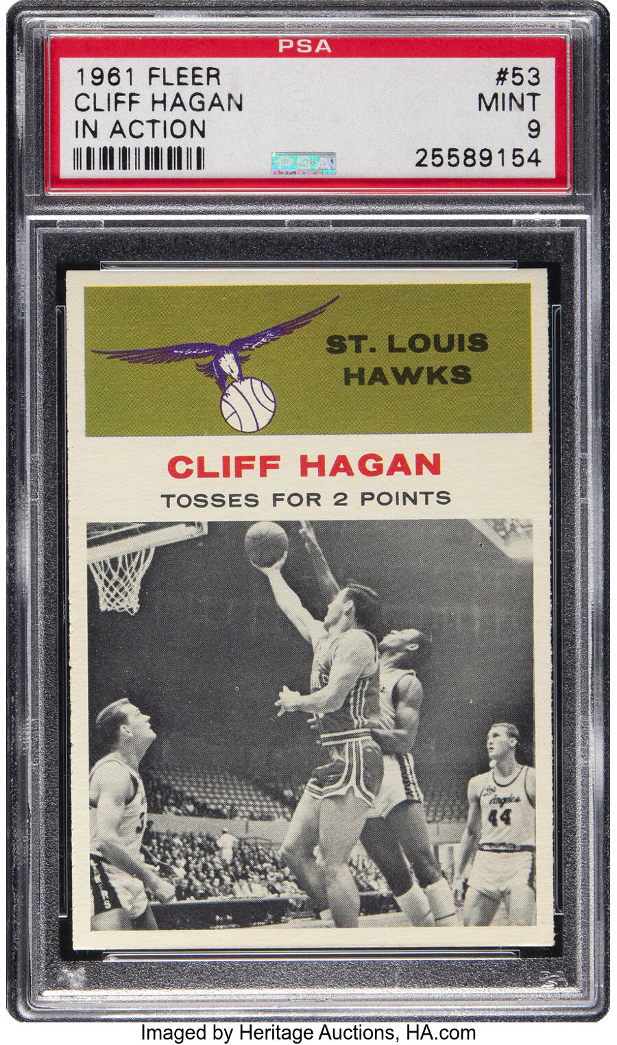 1961 Fleer Cliff Hagan #53 PSA Mint 9 - Only One Higher!