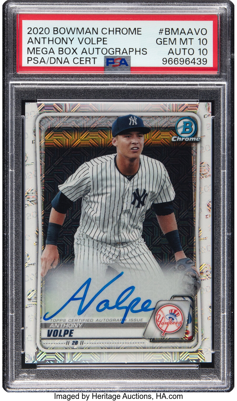 2020 Bowman Chrome Mega Box Anthony Volpe (Autograph) #BMA-AVO PSA Gem Mint 10, PSA/DNA Auto 10