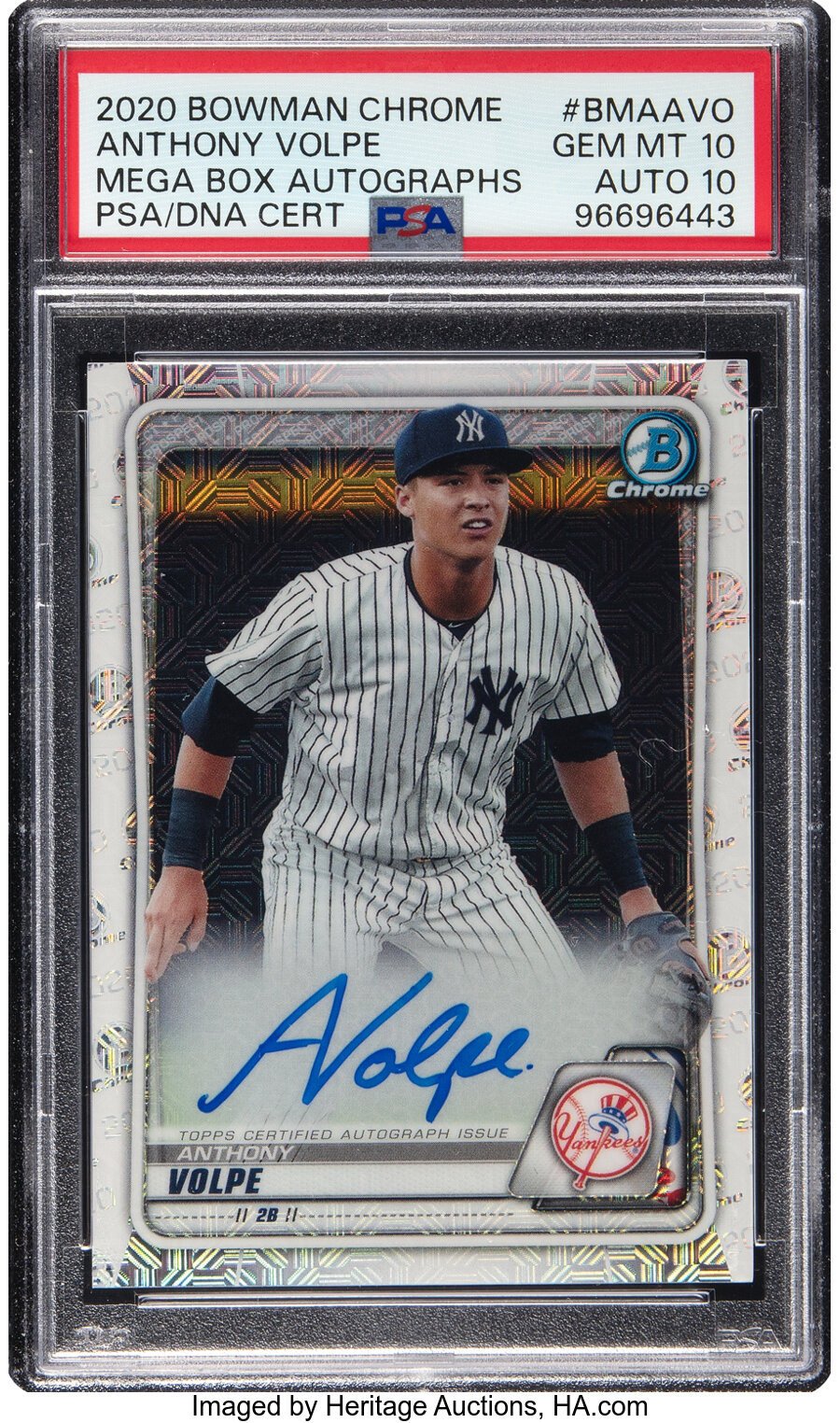 2020 Bowman Chrome Mega Box Anthony Volpe (Autograph) #BMA-AVO PSA Gem Mint 10, PSA/DNA Auto 10