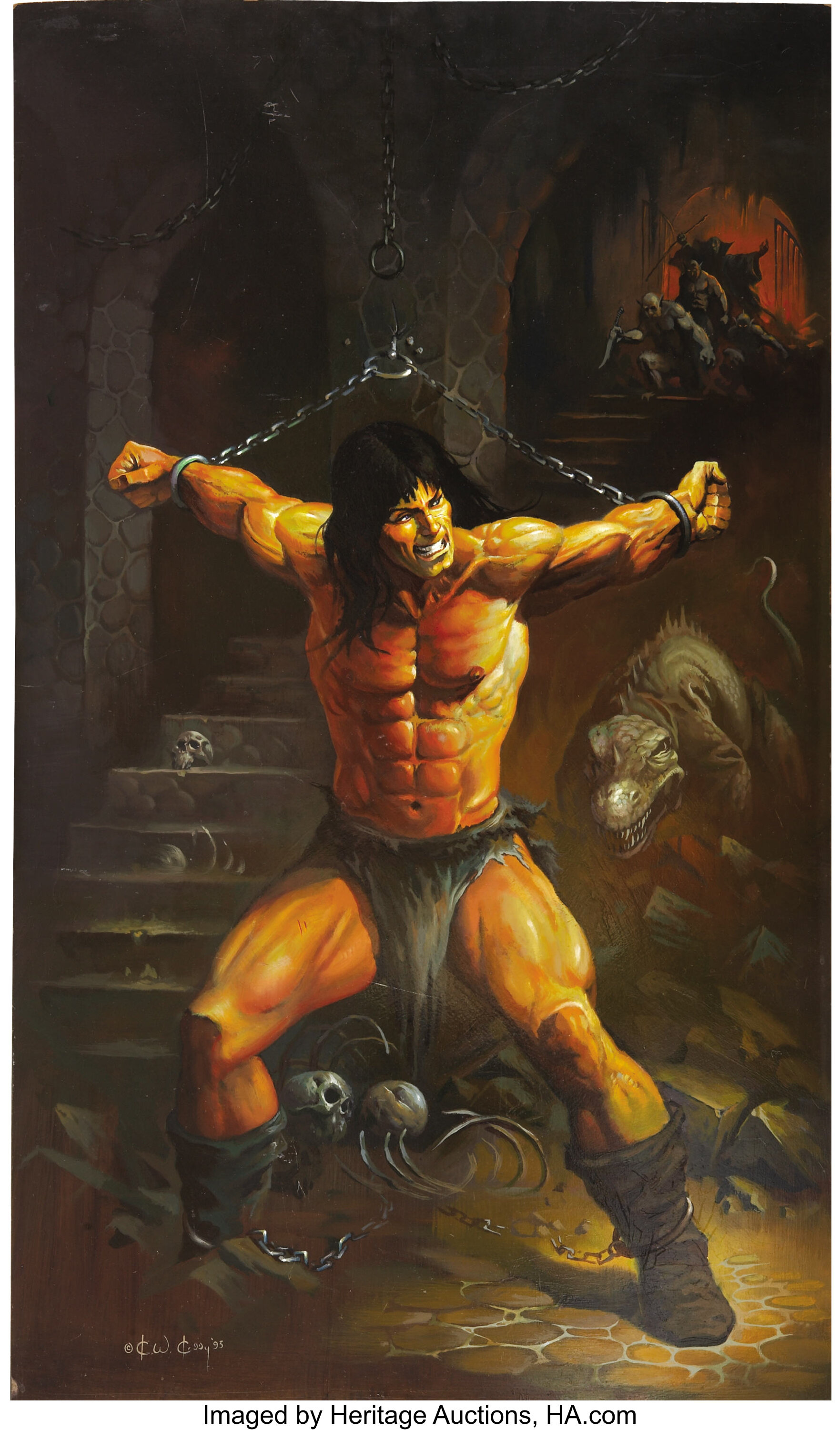 Ken Kelly Dungeon of Death Conan Painting Original Art (1993).... | Lot